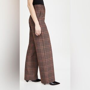 Essentiel Antwerp Brown Plaid Wide Leg Pants unlined Size 10
